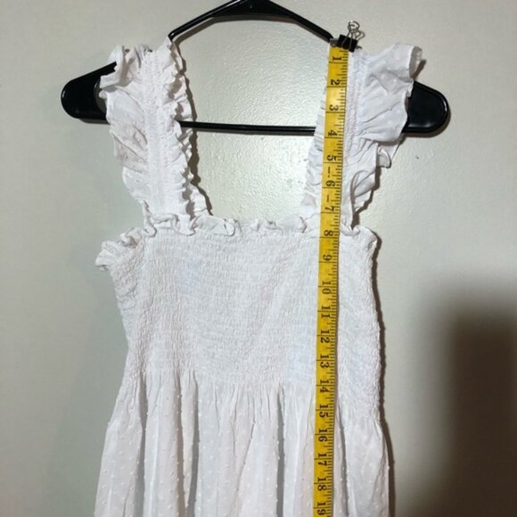 Hill House nap dress womens L white Swiss dot tiered maxi dress ruched bodice - Picture 5 of 11